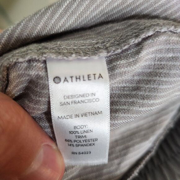 Athleta 100% Linen Elastic Pull On Grey Pants Sz 6 Beachy Resort Travel - Picture 7 of 11